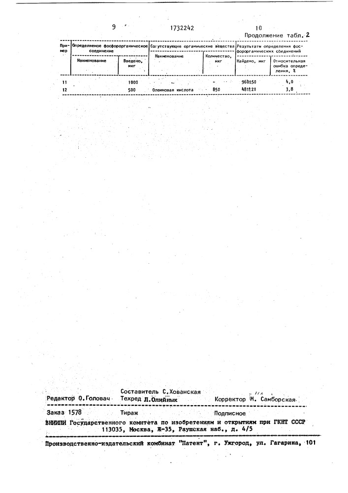 Способ определения фосфорорганических соединений (патент 1732242)