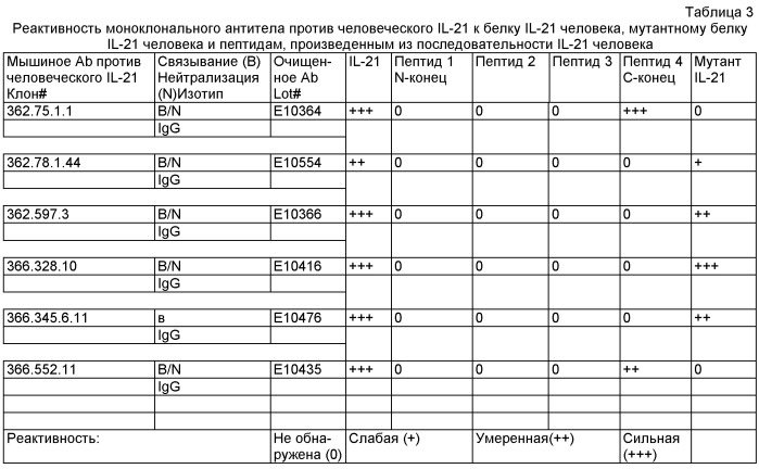 Моноклональные антитела против il-21 человека (патент 2504552)