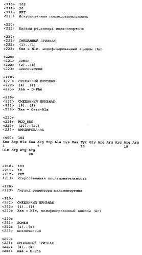Лиганды рецепторов меланокортинов (патент 2401841)