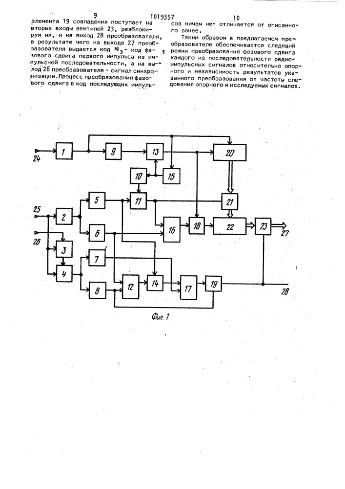 Преобразователь фазового сдвига в код (патент 1019357)