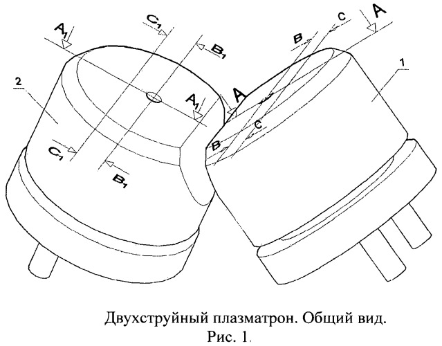 Двухструйный дуговой плазматрон (патент 2458489)