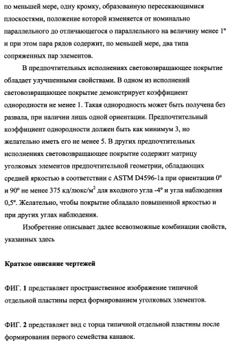 Пластина, содержащая кубические уголковые элементы, и световозвращающее покрытие (патент 2349941)