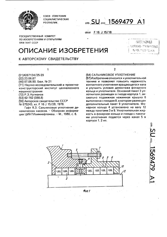 Сальниковое уплотнение (патент 1569479)
