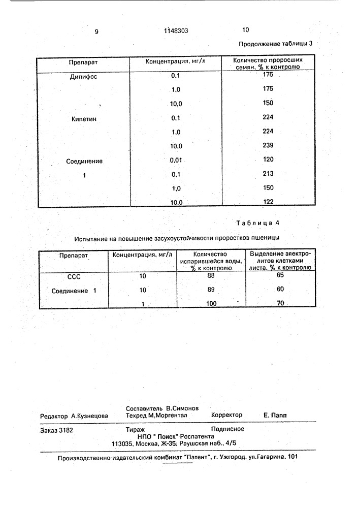 Диметилфосфорнокислый диметил-бис-(оксиэтил)аммоний, обладающий рострегулирующей активностью (патент 1148303)