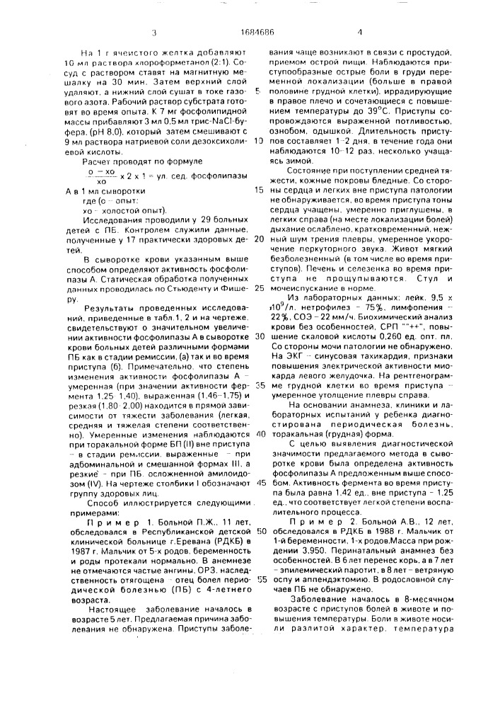 Способ определения активности воспалительного процесса при периодической болезни у детей (патент 1684686)