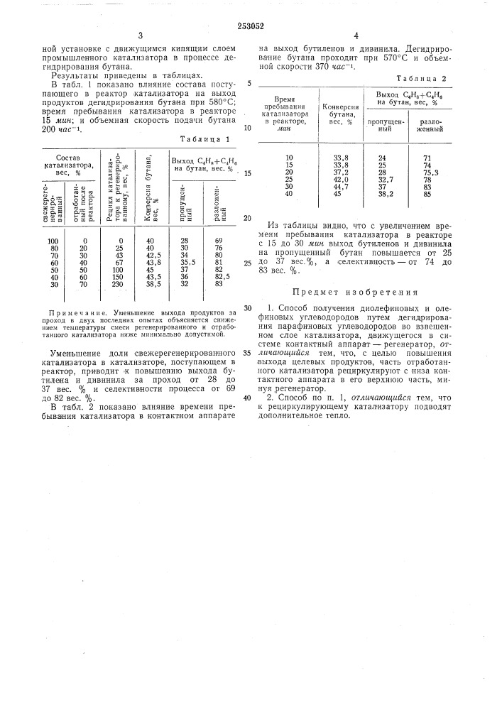 Способ получения диолефиновых и олефиновых (патент 253052)