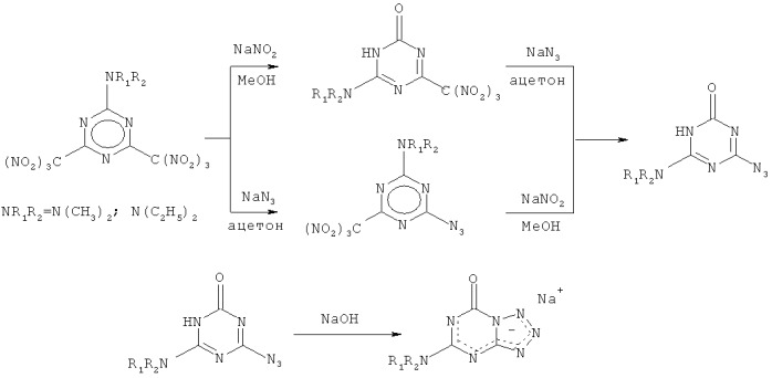 Способ получения натриевых солей 5-nr1r2-тетразоло[1,5-a]-1,3,5-триазин-7-онов (патент 2433130)