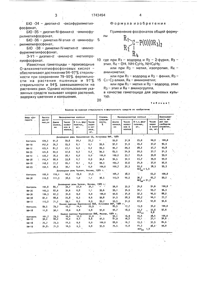 Гаметоцид для зерновых культур (патент 1743494)