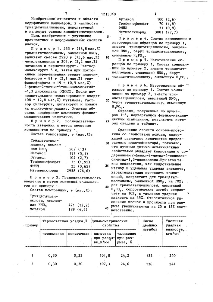 Композиция для получения пленок (патент 1213040)