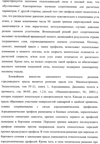 Стреловидное крыло самолета и аэродинамический профиль (варианты) (патент 2406647)