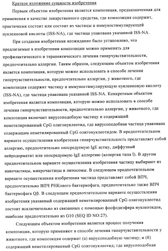 Упакованные иммуностимулирующей нуклеиновой кислотой частицы, предназначенные для лечения гиперчувствительности (патент 2451523)