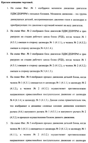 Поршневой двигатель внутреннего сгорания с двойным храповым валом и челночно-рычажным механизмом возврата поршней в исходное положение (пдвсдхвчрм) (патент 2372502)