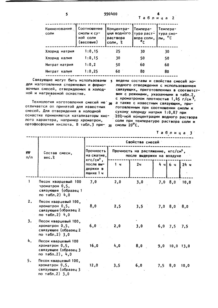 Способ получения связующего для изготовления литейных стержней и форм,отверждаемых в оснастке (патент 990400)