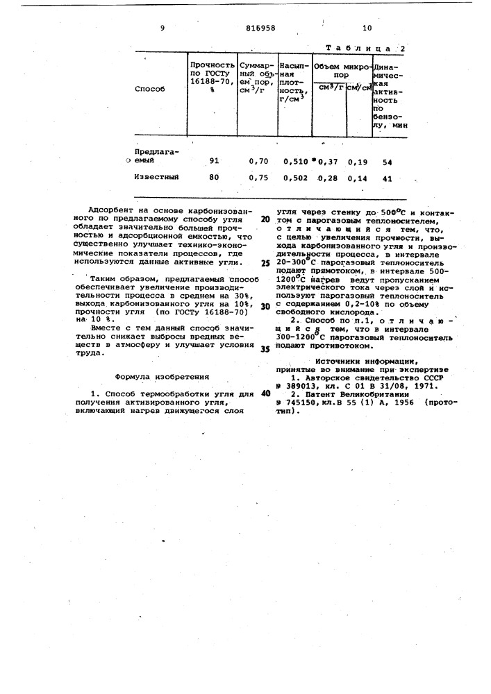 Способ термообработки угля для по-лучения активированного угля (патент 816958)