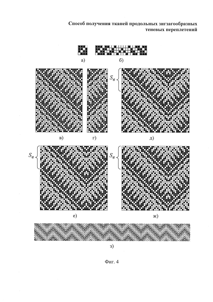 Способ получения тканей продольных зигзагообразных теневых переплетений (патент 2605379)