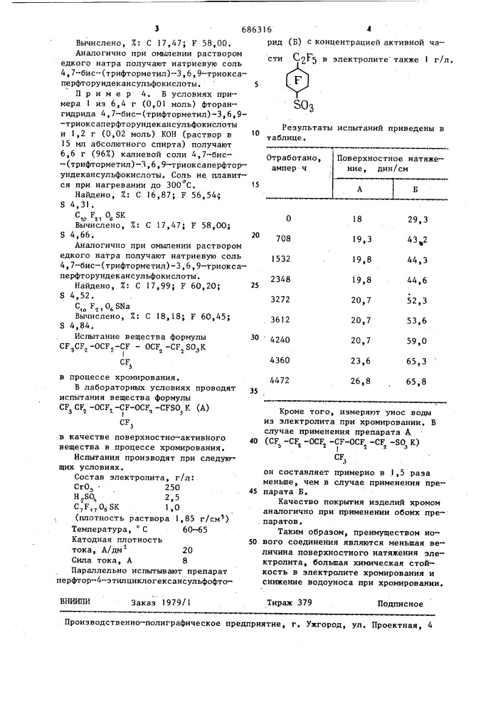 Оксафторалкансульфонаты как поверхностно-активные вещества (патент 686316)