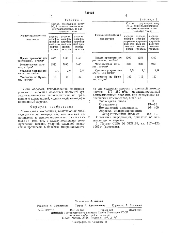 Эпоксидная композиция (патент 539921)