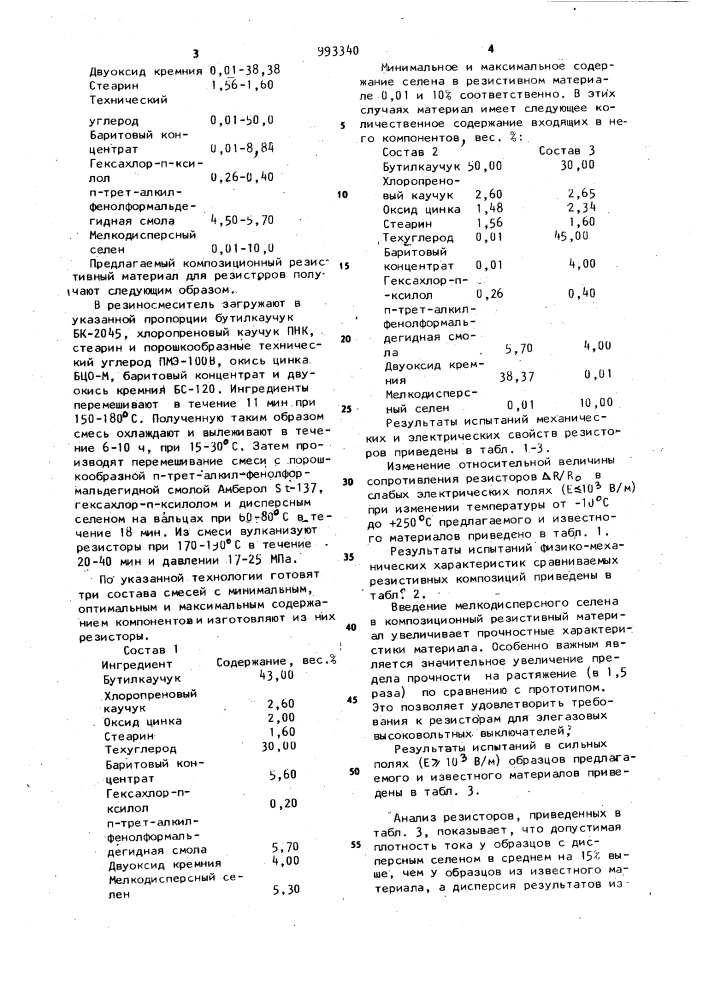 Композиционный резистивный материал (патент 993340)