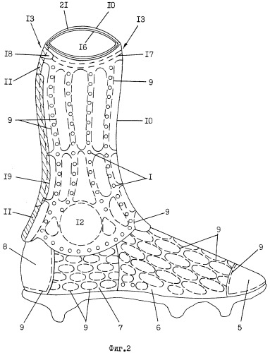 Спортивная обувь, а именно щадящая футбольная бутса (патент 2312572)