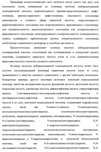 Водопоглощающая композиция на основе смол, способ ее изготовления (варианты), поглотитель и поглощающее изделие на ее основе (патент 2333229)