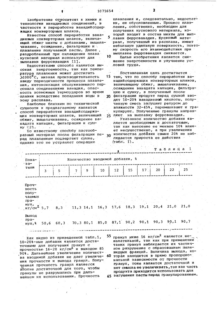 Способ переработки ванадийсодержащих конверторных шлаков (патент 1071654)