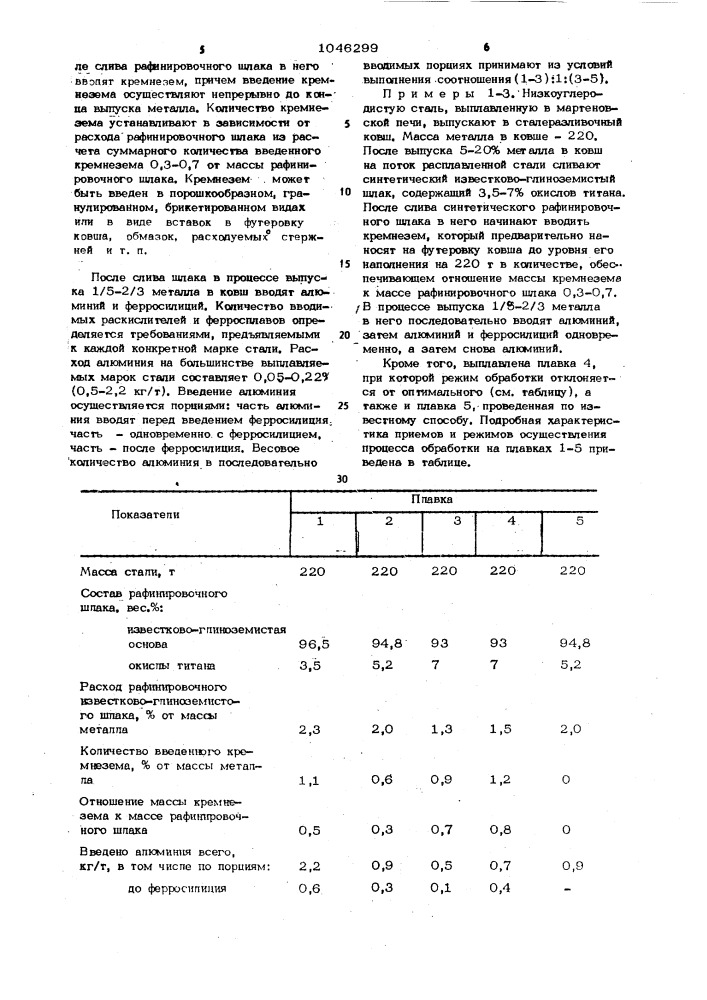 Способ обработки расплавленной стали (патент 1046299)