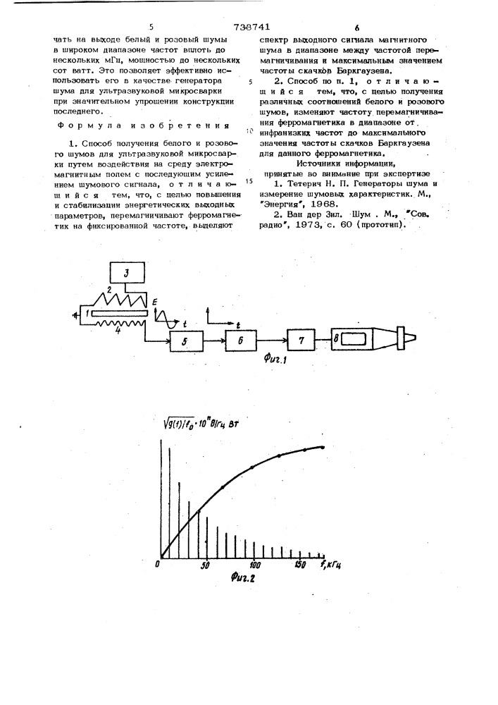 Способ получения белого и розового шума для ультразвуковой микросварки (патент 733741)