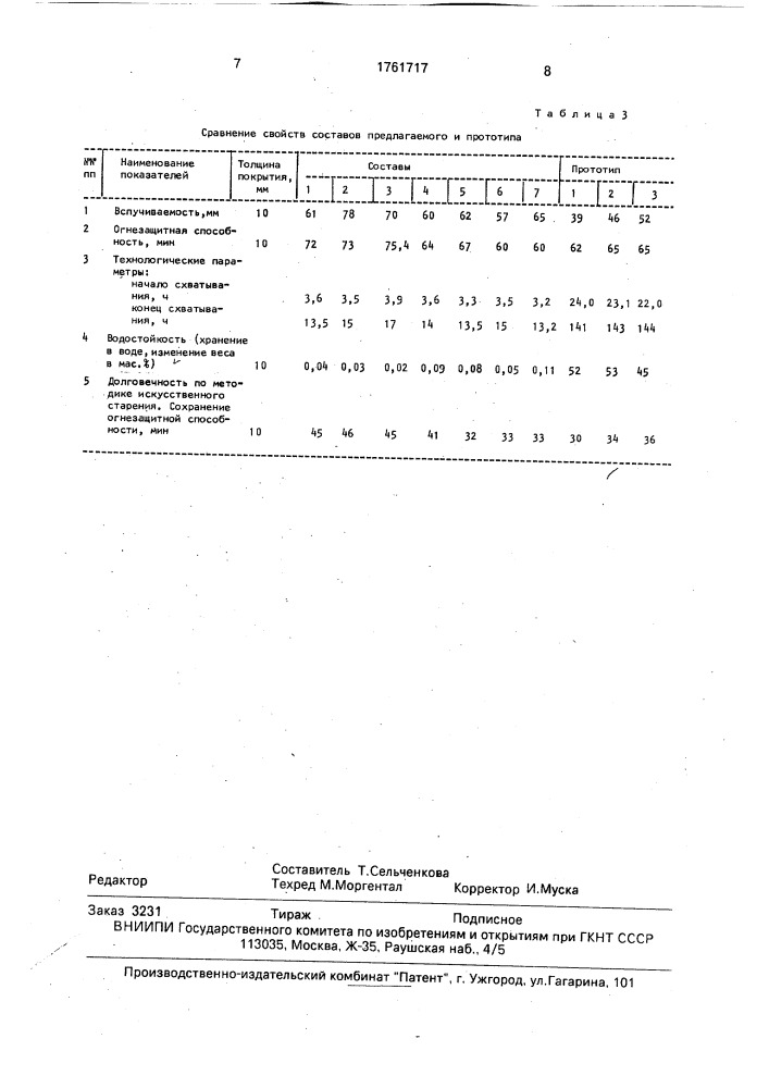 Состав для огнезащитного покрытия (патент 1761717)