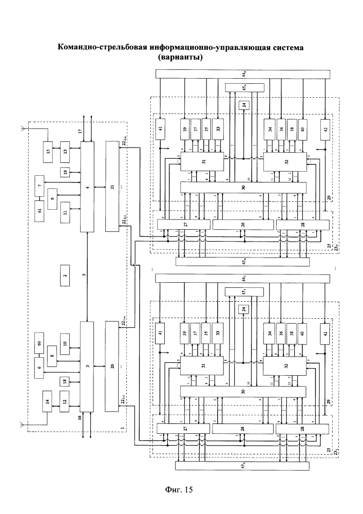 Командно-стрельбовая информационно-управляющая система (варианты) (патент 2622848)