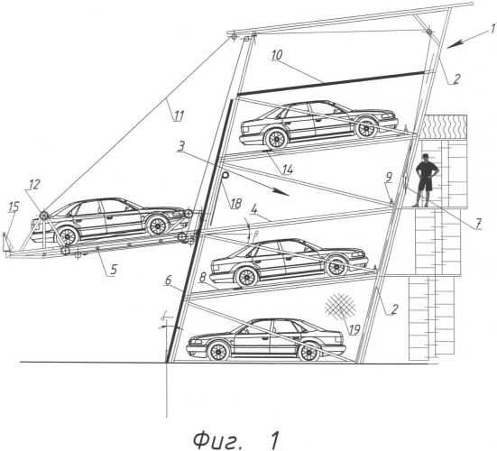 Многоярусная механизированная автостоянка открытого типа (патент 2393311)