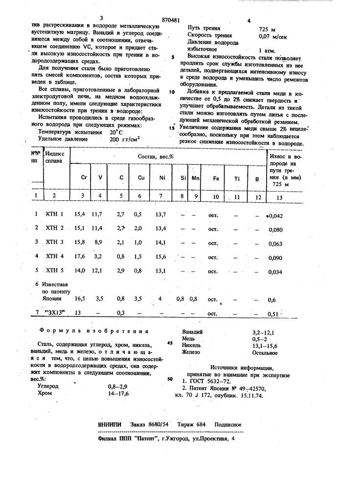 Сталь (патент 870481)