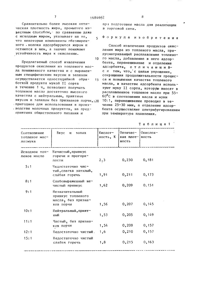 Способ извлечения продуктов окисления жира из топленого масла (патент 1684662)