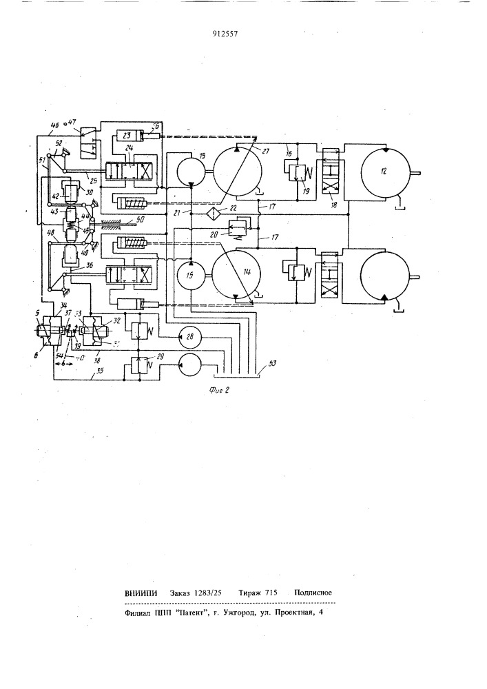 Устройство управления гидропередачами технологических тележек транспортного средства (патент 912557)