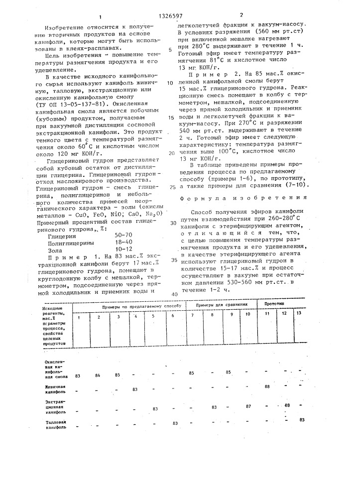 Способ получения эфиров канифоли (патент 1326597)