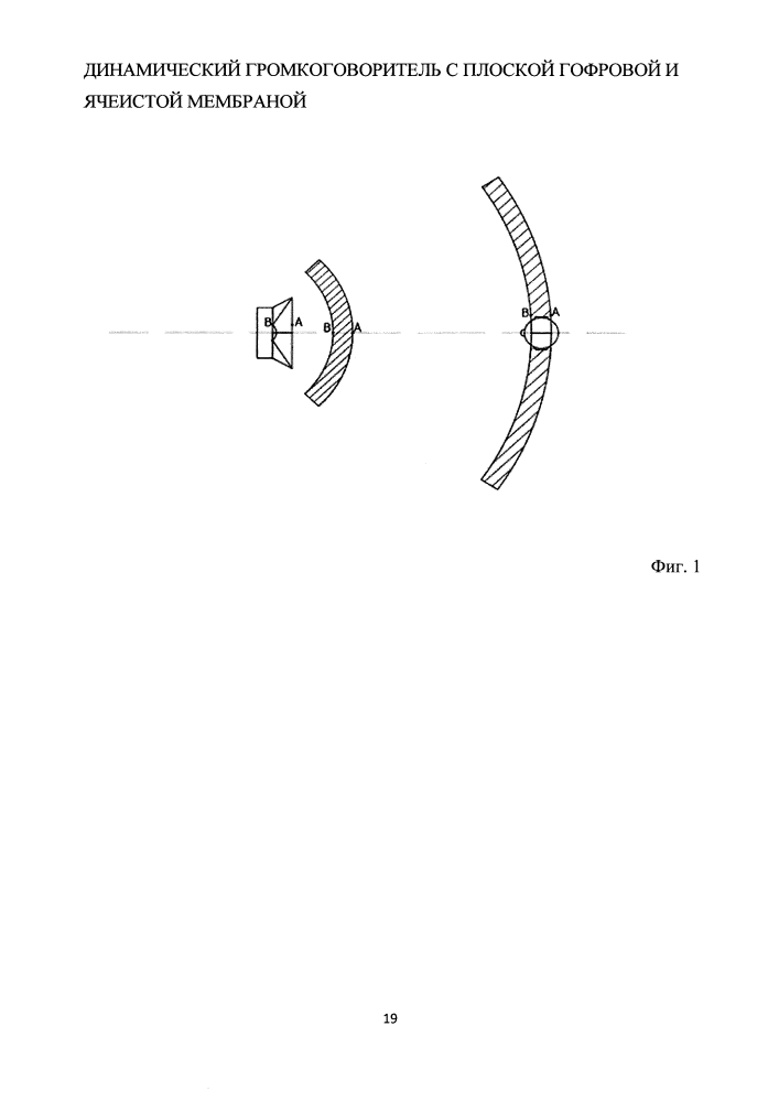 Динамический громкоговоритель с плоской гофровой и ячеистой мембраной (патент 2597656)