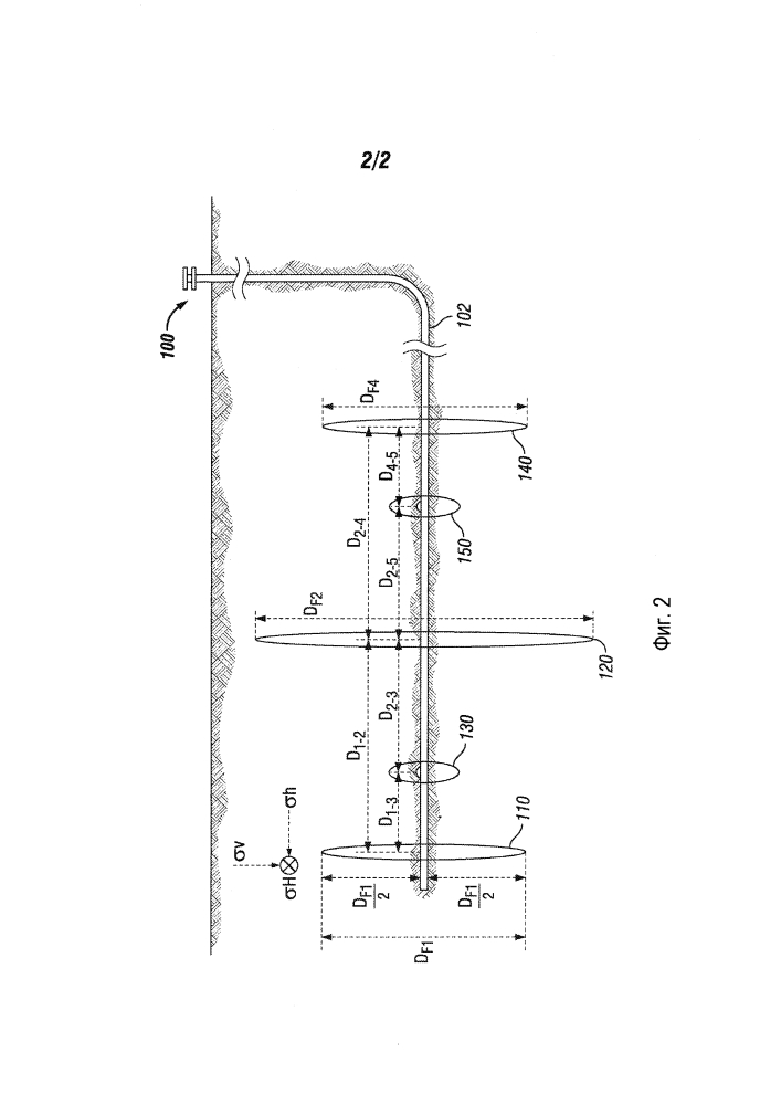 Способ определения расстояний между трещинами и образование трещин в скважине с использованием способа (патент 2607667)