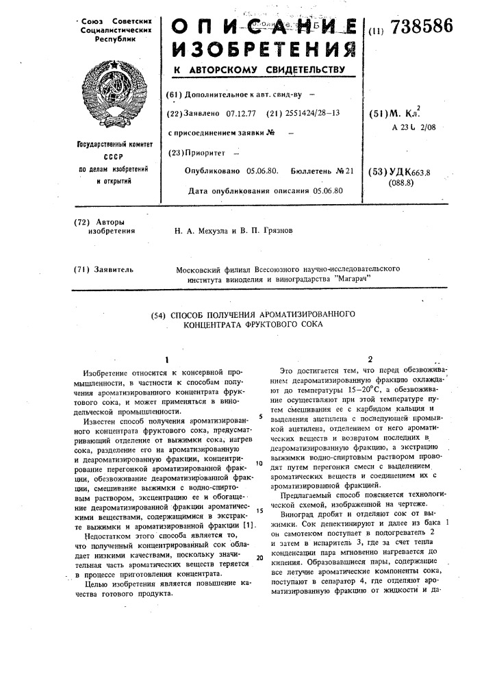 Способ получения ароматизированного концентрата фруктового сока (патент 738586)