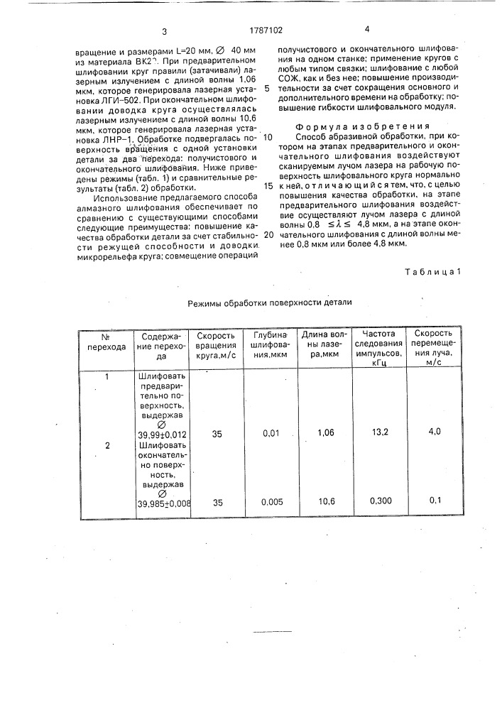 Способ абразивной обработки (патент 1787102)