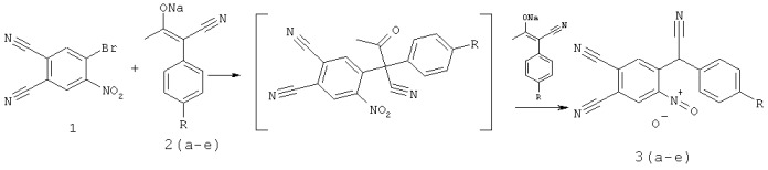 Способ получения замещенных 4-[циано(фенил)метил]-5-нитрофталонитрилов на основе 4-бром-5-нитрофталонитрила (патент 2428413)