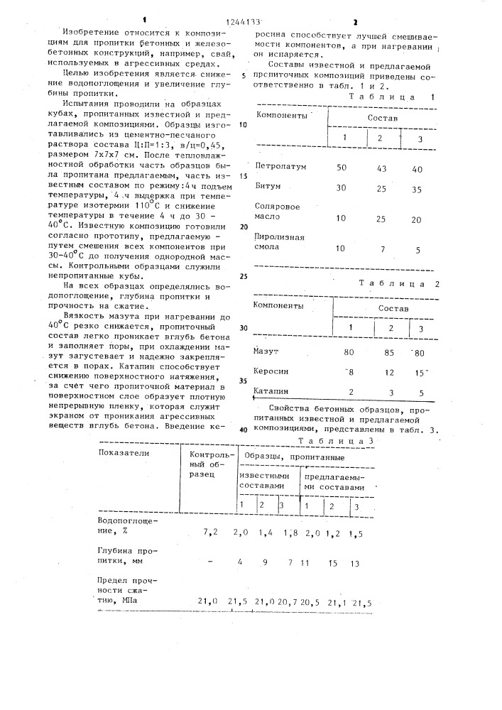 Композиция для пропитки бетона (патент 1244133)