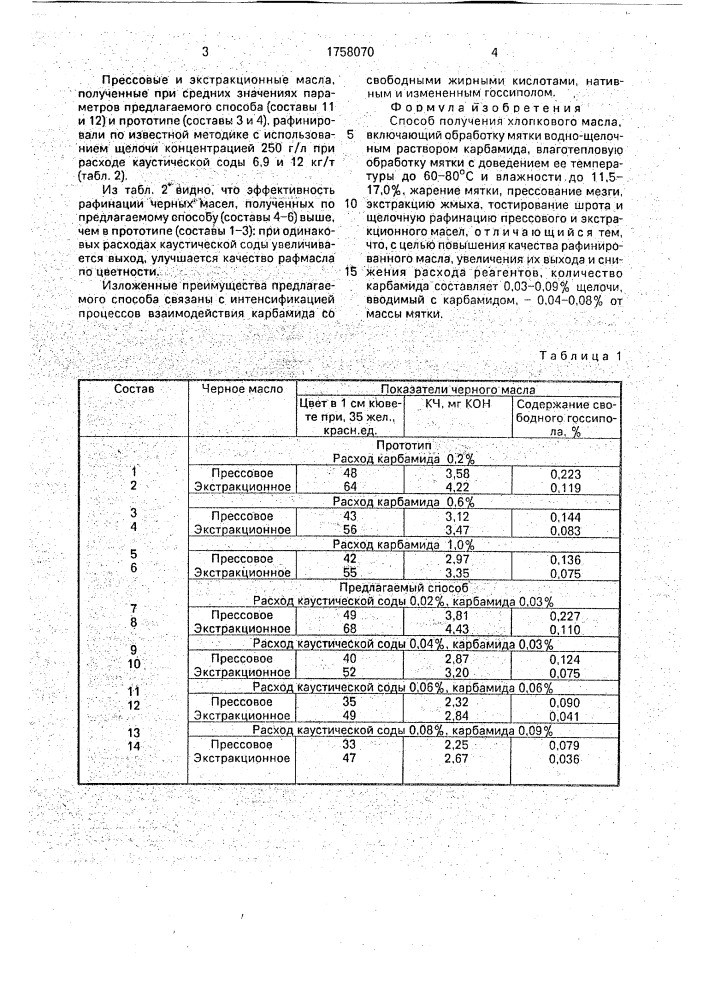 Способ получения хлопкового масла (патент 1758070)