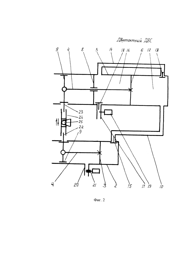 Двухтактный двс со вспомогательным цилиндром (варианты) (патент 2621423)