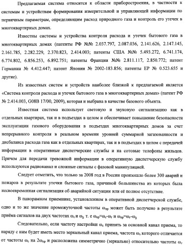 Система контроля расхода и утечек бытового газа в многоквартирных домах (патент 2473971)