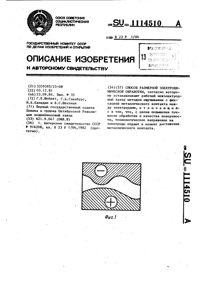 Способ размерной электрохимической обработки (патент 1114510)