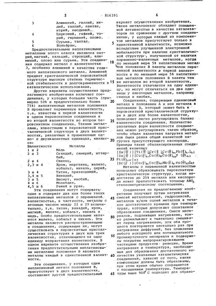 Каталитическая композиция для очисткивыхлопных газов двигателей внутрен-него сгорания (патент 816391)