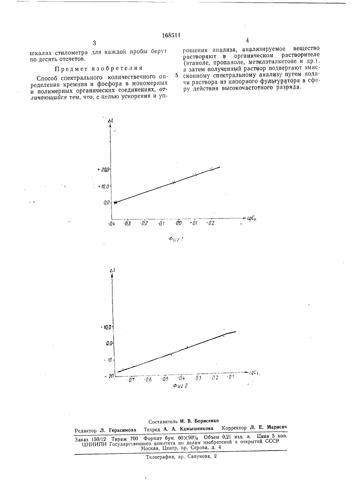 Способ спектрального количественного (патент 168511)