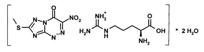 2-метилсульфанил-6-нитро-7-оксо-1,2,4-триазоло[5,1-c] [1,2,4]триазинид l-аргининия дигидрат, обладающий противовирусной активностью, способ его получения и применение для профилактики и лечения лихорадки западного нила (патент 2536874)