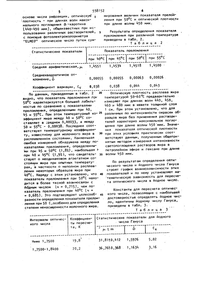 Способ определения йодного числа молочного жира (патент 938152)