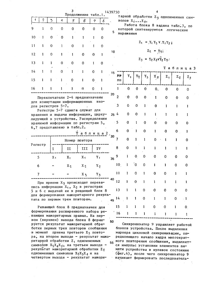 Устройство для приема и мажоритарного декодирования информации (патент 1439750)