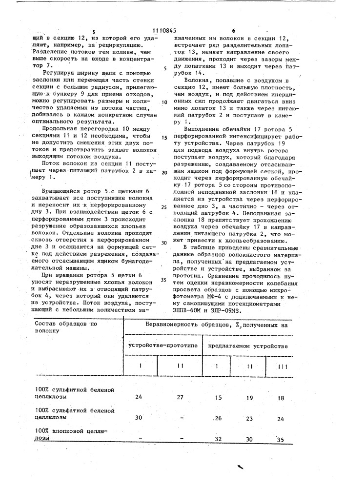 Устройство для сухого формования бумаги из потока аэровзвеси волокнистого материала (патент 1110845)